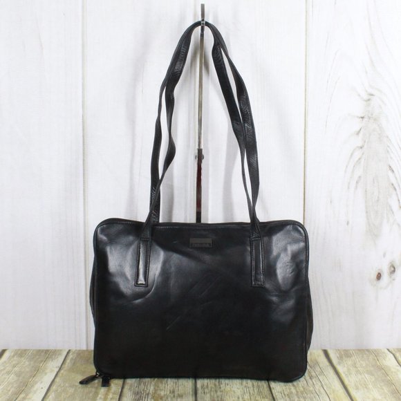 Perlina Handbags - PERLINA Black Leather Purse Shoulder Bag
